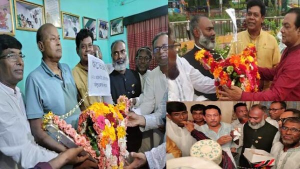 ড. ওয়াজেদ মিয়া মেমোরিয়াল ফাউন্ডেশনের পক্ষ থেকে জেলা আওয়ামী লীগ নেতাদের ফুলেল শুভেচ্ছা প্রদান