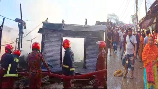 ভয়াবহ অগ্নিকান্ডে ভাঙ্গার ১২ দোকান ভস্মিভুত