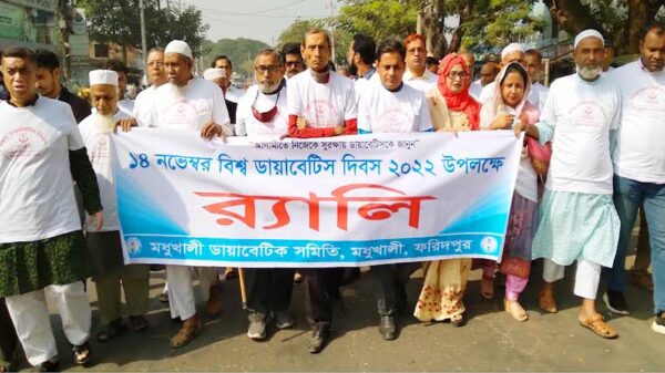 মধুখালী ডায়াবেটিক সমিতির র‌্যালী ও সুধী সমাবেশ