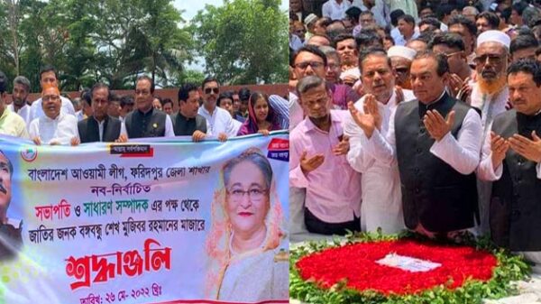 জাতির পিতা সমাধিতে ফুলেল শুভেচ্ছা প্রদান