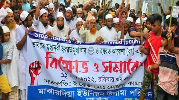 মহানবীকে কটুক্তির প্রতিবাদে সালথায় বিক্ষাভ