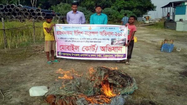 চরভদ্রাসনে ইলিশ সংরক্ষন অভিযানে দুই জেলেকে কারাদন্ড