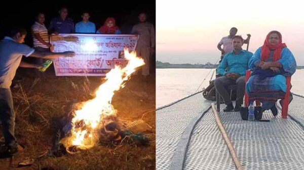 আড়িয়াল নদী থেকে ৫ হাজার মিটার কারেন্ট জাল ভষ্মিভূত