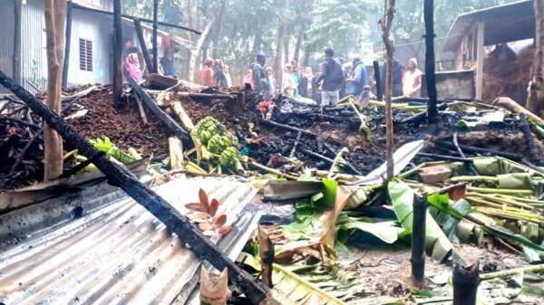 পারিবারিক বিরোধের জেরে বসত ঘরে আগুন