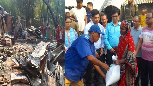 মধুখালী ভয়াবহ অগ্নিকান্ডে ভস্মিভুত পরিারের পাশে জেলা প্রশাসক