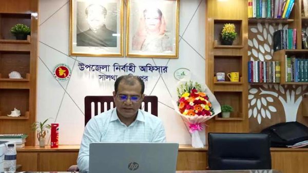 জমি ও ঘর প্রদানের উদ্বোধন নিয়ে সালথায় ইউএনওর প্রেস ব্রিফিং
