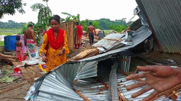 সালথায় তিন মিনিটের ঝড়ে ১৮ বসতঘর বিধ্বস্ত